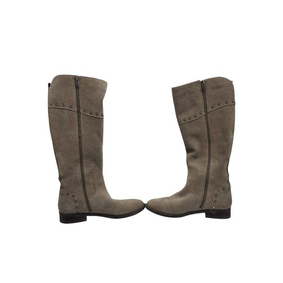 Marc Fisher Wide Calf Studded Tall Shaft Boots Olive Taupe 9M 15" Calf - Picture 8 of 10